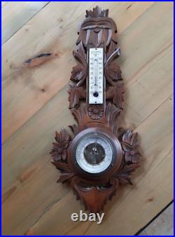 Antique Black Forest Woodcrafted Wall Barometer carved
