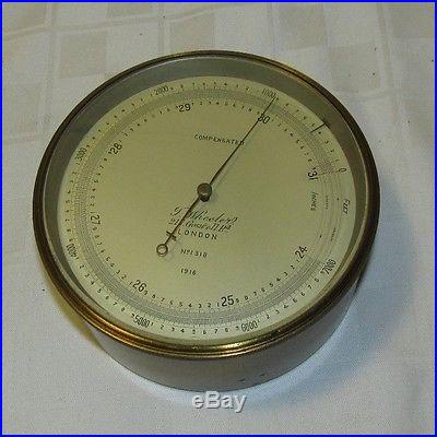 Antique Brass 1916 WWI COMPENSATED ANEROID BAROMETER No. 1318 by T Wheeler