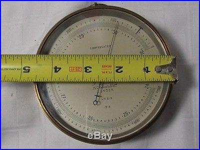 Antique Brass 1916 WWI COMPENSATED ANEROID BAROMETER No. 1318 by T Wheeler