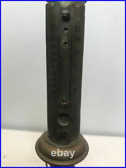 Antique Brass 19 Century Egyptian Scroll Megalith Thermometer. A True Survivor