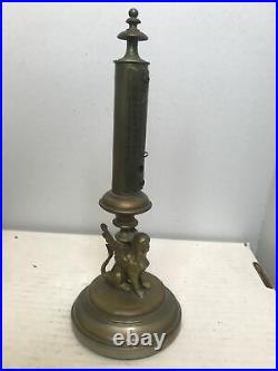 Antique Brass 19 Century Egyptian Scroll Megalith Thermometer. A True Survivor