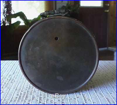 Antique Brass & Copper Portable Aneroid Barometer w/Handle & Small Compass