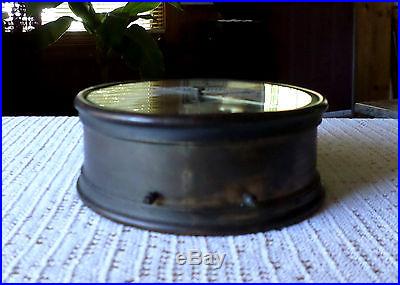 Antique Brass & Copper Portable Aneroid Barometer w/Handle & Small Compass