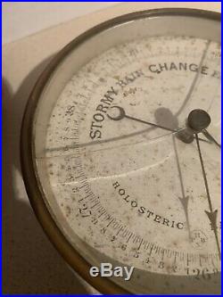 Antique Brass Enamel Paul Naudet Holosteric Barometer PNHB