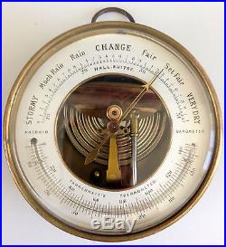 Antique Brass Hall Whitby Barometer Thermometer Rare 19th Century 100% Working