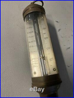 Antique Brass Marine Stick Barometer by R. N. Desterro Lisbon
