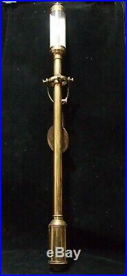 Antique Brass Marine Stick Barometer by R. N. Desterro Lisbon 38 Tall, Works