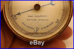 Antique Brass PBHN John Wanamaker New York Opticians Holosteric Barometer France