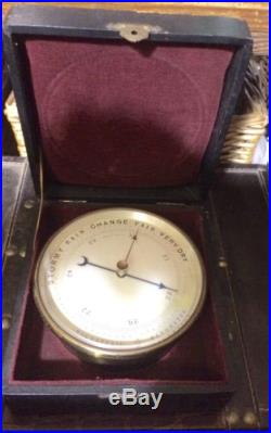 Antique Brass PHBN Holosteric Barometer & Case In Excellent Vintage Condition