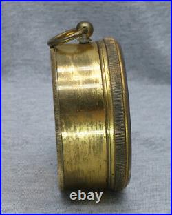 Antique Brass Pocket Aneroid Barometer Mid to Late 19th Century
