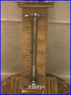 Antique Brass and Marble Thermometer with Eagle Topper M-Fluid is Intact