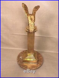Antique Brass and Marble Thermometer with Eagle Topper M-Fluid is Intact