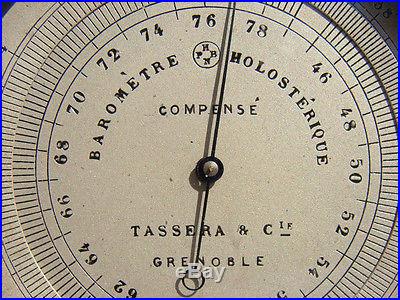 Antique CASED FRENCH METRIC POCKET Aneroid Barometer TASSERA Grenoble WORKING
