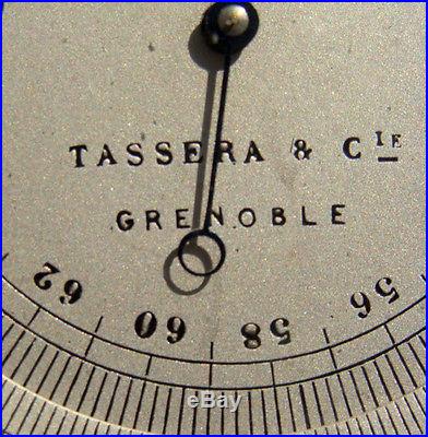 Antique CASED FRENCH METRIC POCKET Aneroid Barometer TASSERA Grenoble WORKING