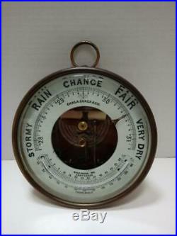 Antique C. 1905 Brass Barometer Made In England Chas. Euker Baltimore