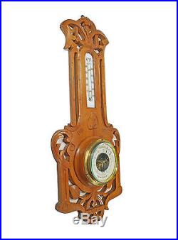 Antique Carved Barometer/ Thermometer, Dutch