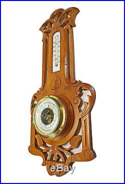 Antique Carved Barometer/ Thermometer, Dutch
