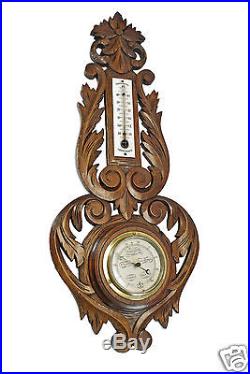 Antique Carved Barometer / Thermometer, French