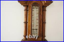 Antique Carved Oak Barometer, Banjo Barometer, Aneroid, Scotland 1890, B2459