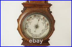 Antique Carved Oak Barometer, Banjo Barometer, Aneroid, Scotland 1890, B2459