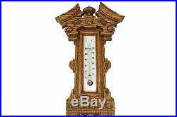 Antique Carved Oak Barometer / Thermometer Combination, Dutch