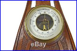 Antique Carved Walnut Barometer / Thermometer Combination, Dutch
