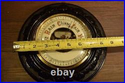 Antique Carved Walnut and Brass Barometer porcelain Dial