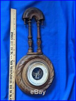 Antique Carved Wood Barometer German Black Forest Beuleke Bremen Veranerlich