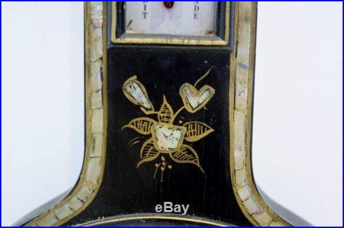 Antique Carved Wood & MOP Shortland Smiths Banjo Barometer Thermometer England