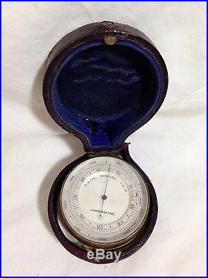 Antique Cased Pocket Compensated Barometer / Altimeter