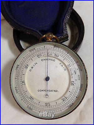 Antique Cased Pocket Compensated Barometer / Altimeter