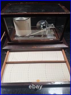 Antique Casella London Cyclo Stormograph Recording Barograph, Wood & Glass
