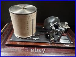 Antique Casella London Cyclo Stormograph Recording Barograph, Wood & Glass