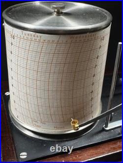 Antique Casella London Cyclo Stormograph Recording Barograph, Wood & Glass
