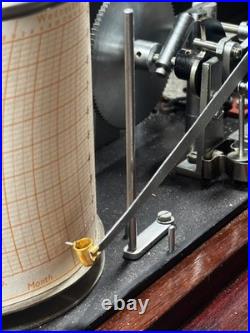 Antique Casella London Cyclo Stormograph Recording Barograph, Wood & Glass