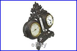 Antique Cast Iron Clock and Barometer Combination by Japy Fréres, French