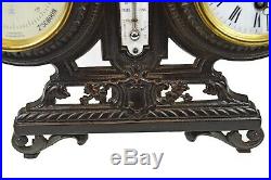 Antique Cast Iron Clock and Barometer Combination by Japy Fréres, French