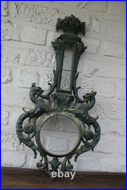 Antique Cast iron frame dragons gothic castle for barometer & thermo meter