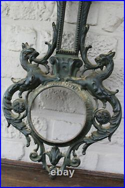 Antique Cast iron frame dragons gothic castle for barometer & thermo meter