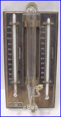 Antique Central Scientific Twin Tycos Thermometers and Tube Barometer