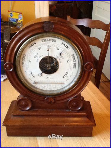 Antique Chadburn & Son Barometer with Weighted Oak Case Mantle Ships RARE