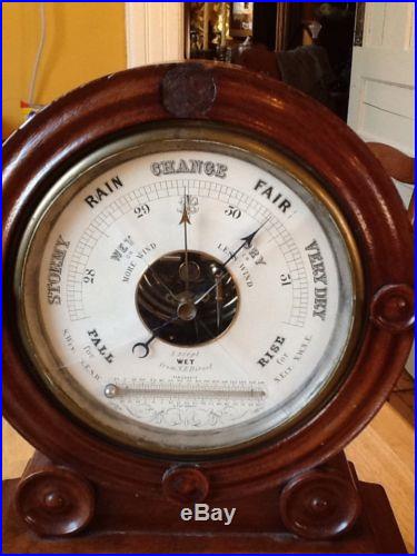 Antique Chadburn & Son Barometer with Weighted Oak Case Mantle Ships RARE