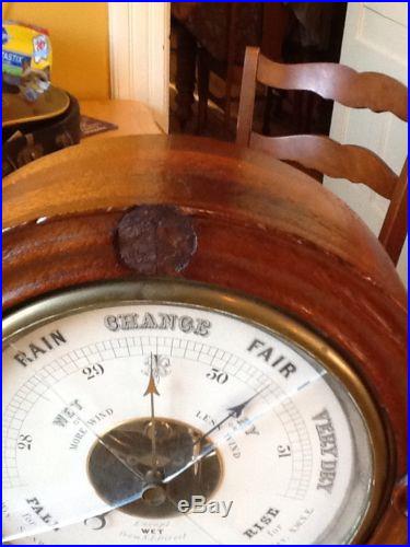 Antique Chadburn & Son Barometer with Weighted Oak Case Mantle Ships RARE