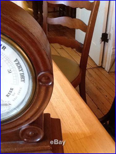 Antique Chadburn & Son Barometer with Weighted Oak Case Mantle Ships RARE