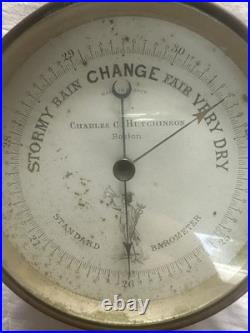 Antique Charles C Hutchinson Boston Aneroid Barometer Made In France 19th C