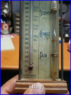 Antique Charles Large Brooklyn New York NY Standard Storm Glass Barometer
