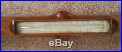 Antique Circa 1890's Oak Cased Stick English Barometer Thermometer Needs Repair