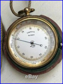 Antique Compens Lufft Altimeter Barometer Pocket Brass Boxed
