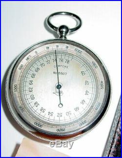 Antique Compens Lufft Altimeter Barometer Pocket Chrome Boxed (b10)