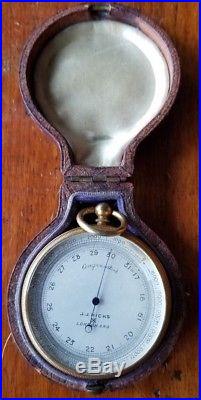 Antique Compensated Pocket Barometer JJ Hicks London with Leather Case